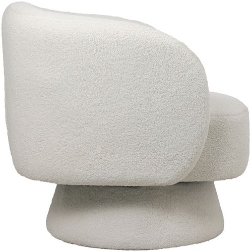 Fauteuil Tapissé En Tissu Bouclé - Design Courbé - Lilo Blanc