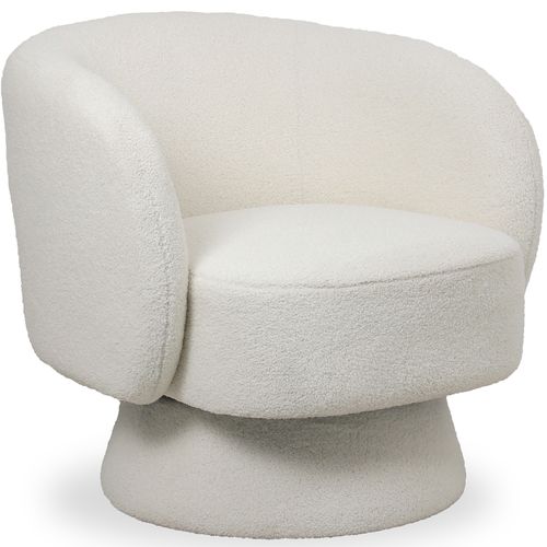 Fauteuil Tapissé En Tissu Bouclé - Design Courbé - Lilo Blanc