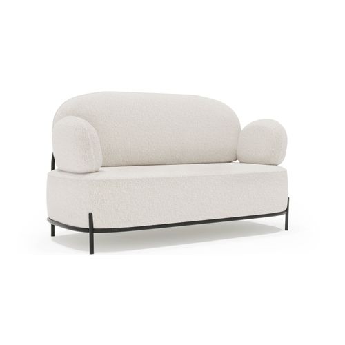 Canapé 2/3 Places - Revêtement En Tissu Bouclé - Munum Blanc