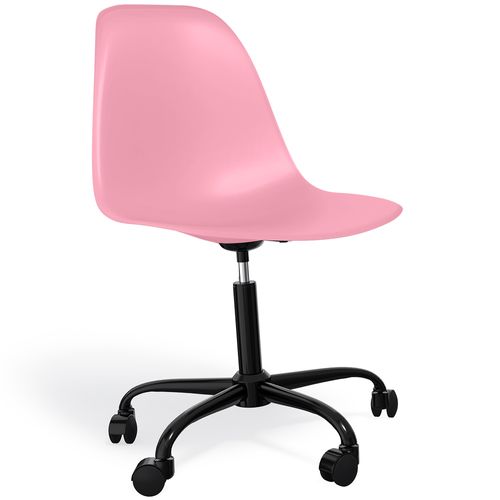 Chaise De Bureau Avec Accoudoirs - Chaise De Bureau à Roulettes - Structure Noire Brielle Rose