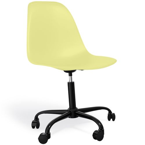 Chaise De Bureau Avec Accoudoirs - Chaise De Bureau à Roulettes - Structure Noire Brielle Jaune Pâle