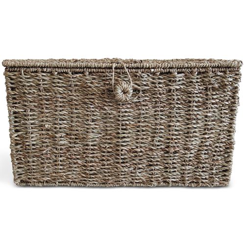 Panier En Fibre Naturelle Avec Couvercle - 40x30cm - Vernui Marron