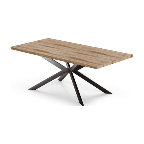 Table à Manger Rectangulaire - Industrielle - Bois Et Métal - Alise Bois Naturel