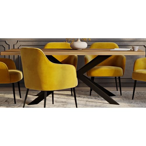 Table à Manger Rectangulaire - Industrielle - Bois Et Métal - Alise Bois Naturel