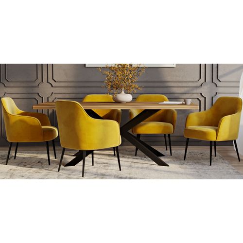 Table à Manger Rectangulaire - Industrielle - Bois Et Métal - Alise Bois Naturel