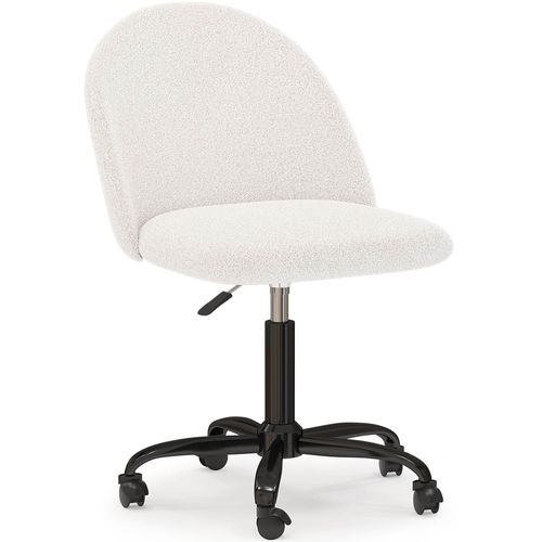 Chaise De Bureau Rembourrée - Bouclé - Bennett Blanc
