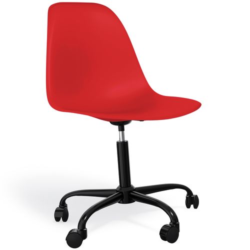 Chaise De Bureau Avec Accoudoirs - Chaise De Bureau à Roulettes - Structure Noire Brielle Rouge