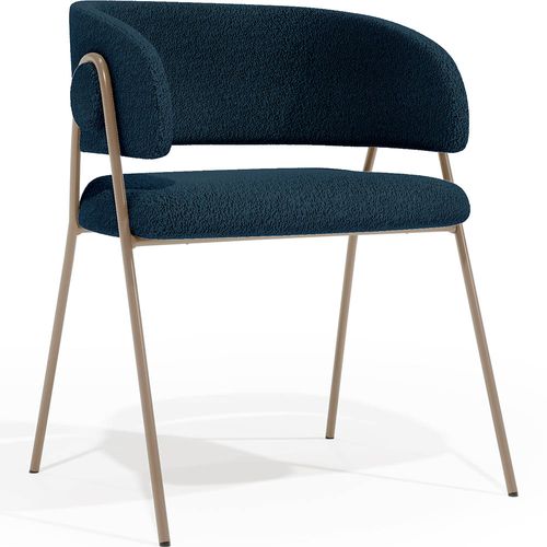 Chaise De Salle à Manger - Tapissée En Tissu - Karen Bleu Foncé