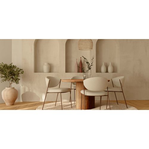 Chaise De Salle à Manger - Tapissée En Tissu Bouclé - Vara Ivoire