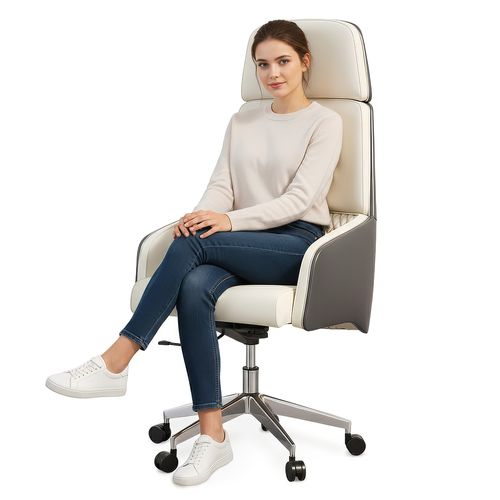 Chaise De Bureau Ergonomique Avec Roulettes Et Accoudoirs - Vista Blanc