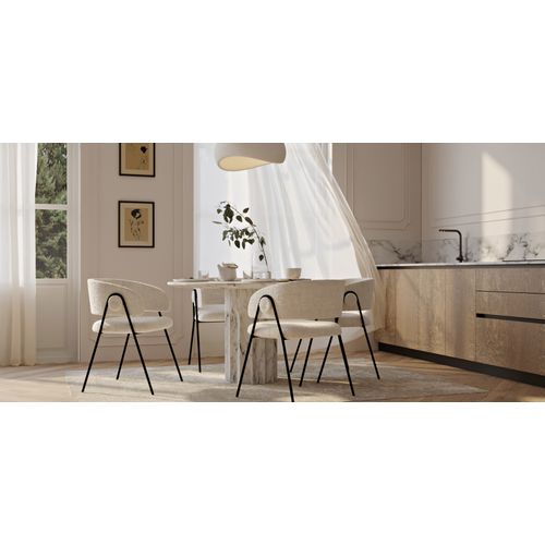 Chaise De Salle à Manger - Tapissée En Tissu Bouclé - Manar Taupe