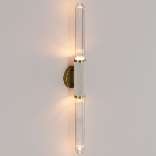 Applique Murale Tube LED En Métal Et Verre - Vintage - Wida Laiton
