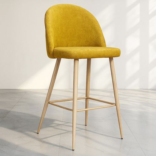 Tabouret Tapissé En Tissu - Design Scandinave - 66cm - Bennett Orange
