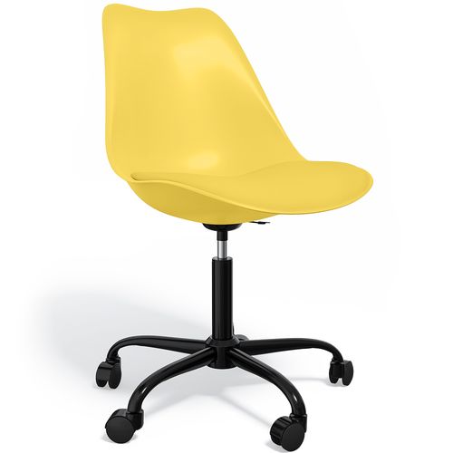 Chaise De Bureau Pivotante Tulip Avec Roulettes - Structure Noire Jaune