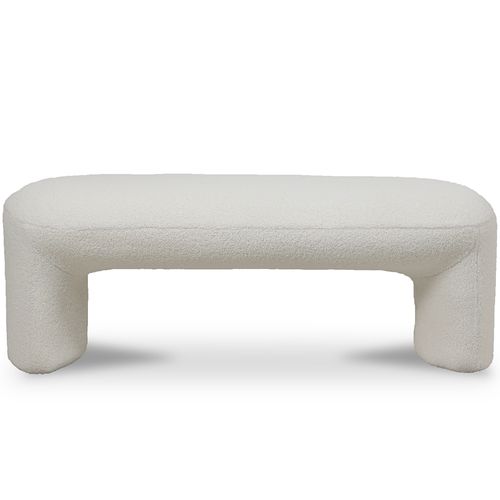 Banc Tapissé En Tissu Bouclé - Loriel Blanc