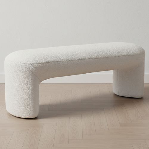Banc Tapissé En Tissu Bouclé - Loriel Blanc