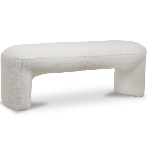 Banc Tapissé En Tissu Bouclé - Loriel Blanc