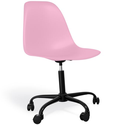 Chaise De Bureau Avec Accoudoirs - Chaise De Bureau à Roulettes - Structure Noire Brielle Rose Pâle