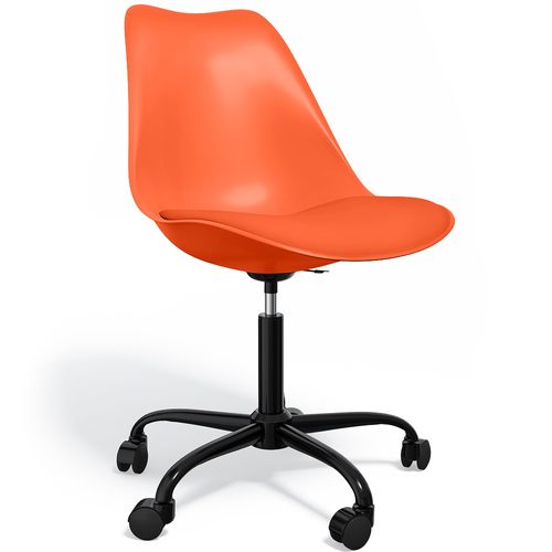 Chaise De Bureau Pivotante Tulip Avec Roulettes - Structure Noire Orange