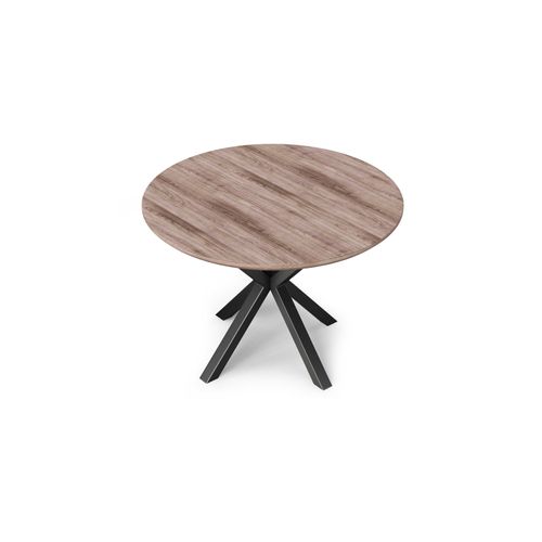 Table à Manger Ronde - Industrielle - Bois Et Métal - Alise Bois Naturel