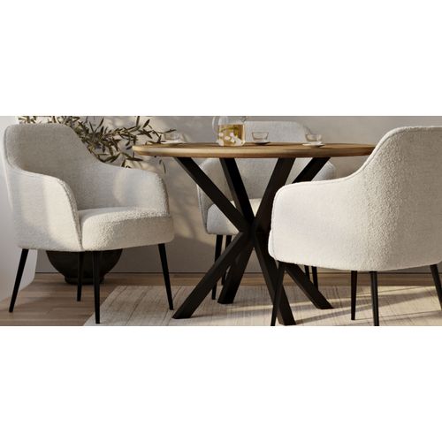 Table à Manger Ronde - Industrielle - Bois Et Métal - Alise Bois Naturel