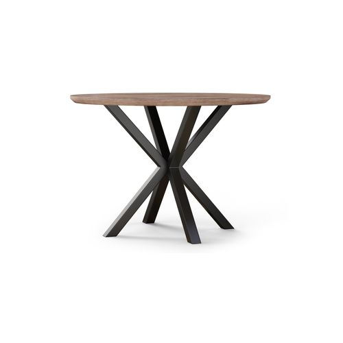 Table à Manger Ronde - Industrielle - Bois Et Métal - Alise Bois Naturel