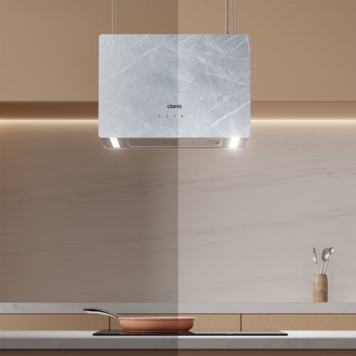 Pinnacle Hotte Aspirante Îlot Cbcw4850-ow En Verre 48 Cm En Marbre Ivory Mist 700m³/h