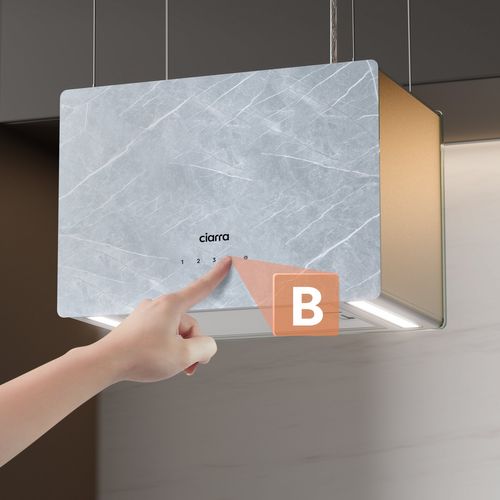 Pinnacle Hotte Aspirante Îlot Cbcw4850-ow En Verre 48 Cm En Marbre Ivory Mist 700m³/h