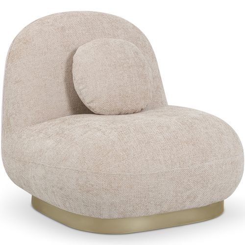 Fauteuil Design Courbe Style Contemporain Rembourré En Chenille - Nuiba Moutarde