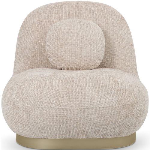 Fauteuil Design Courbe Style Contemporain Rembourré En Chenille - Nuiba Moutarde