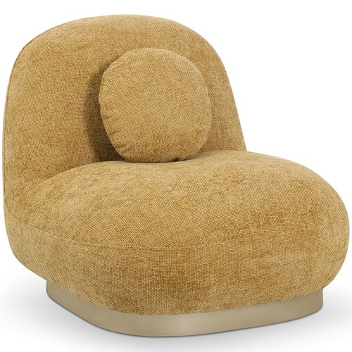 Fauteuil Design Courbe Style Contemporain Rembourré En Chenille - Nuiba Moutarde