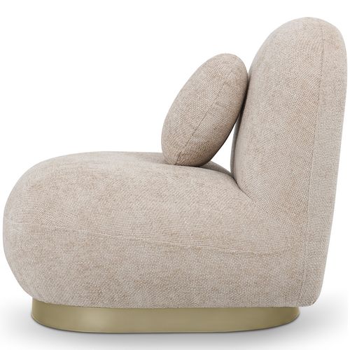 Fauteuil Design Courbe Style Contemporain Rembourré En Chenille - Nuiba Moutarde