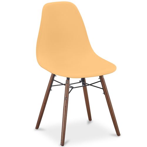 Chaises De Salle à Manger - Design Scandinave - Pieds En Bois Foncé - Lumi Orange Pâle