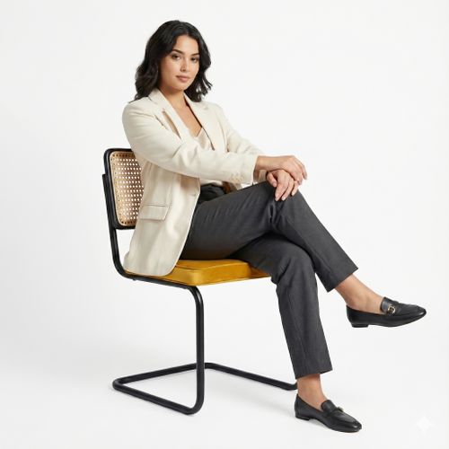 Chaise De Salle à Manger - Tapissée En Velours - Bois Et Rotin - New Edition - Nema Moutarde