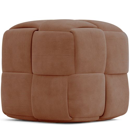 Pouf Carré Tapissé En Velours Côtelé - Design Moderne - Dice Taupe