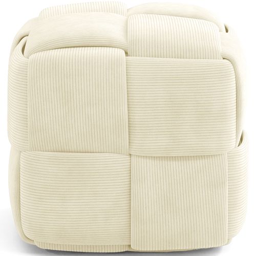 Pouf Carré Tapissé En Velours Côtelé - Design Moderne - Dice Taupe