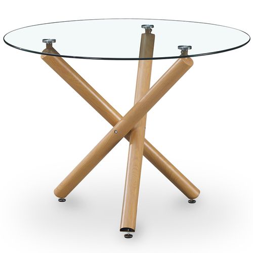 Table à Manger Ronde - Design Scandinave - 4/5 Couverts - Liona Naturel