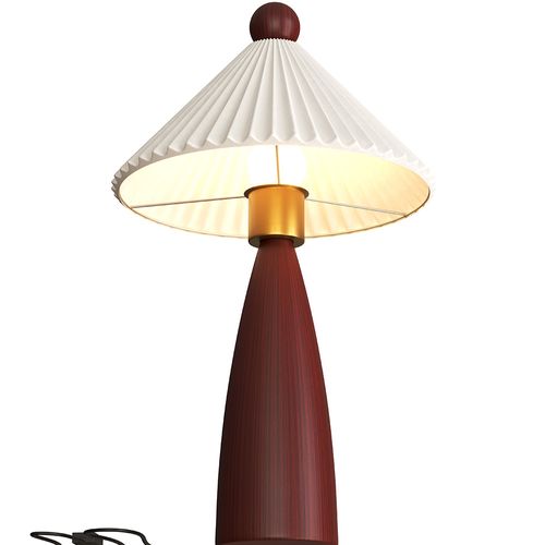 Lampe De Table Avec Base En Bois Et Abat-jour En Ciment Blanc - Lumivie Marron
