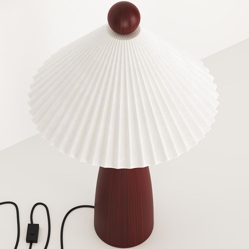 Lampe De Table Avec Base En Bois Et Abat-jour En Ciment Blanc - Lumivie Marron