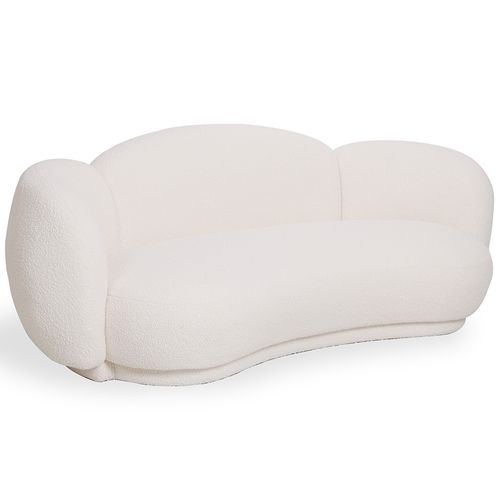 Canapé Courbe Rembourré En Bouclé Blanc – Design Moderne Et Élégant - Boreli Blanc