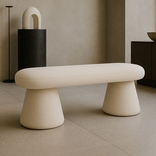 Banc Style Moderne Rembourré En Tissu Bouclé - Nuvora Blanc