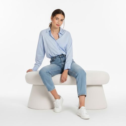 Banc Style Moderne Rembourré En Tissu Bouclé - Nuvora Blanc