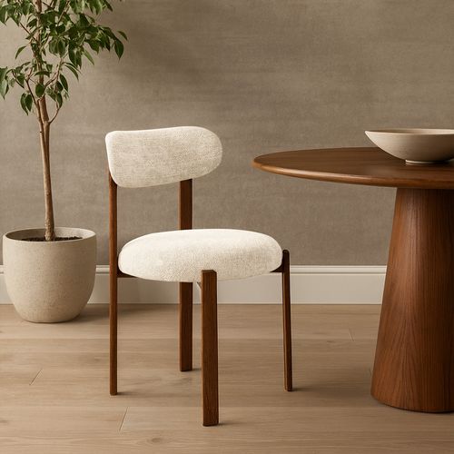 Chaise De Salle à Manger Rembourrée En Chenille – Pieds Effet Bois Foncé – Design Ergonomique Et Mod