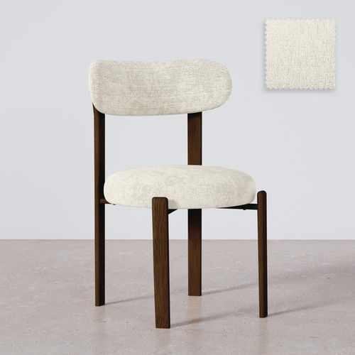 Chaise De Salle à Manger Rembourrée En Chenille – Pieds Effet Bois Foncé – Design Ergonomique Et Mod