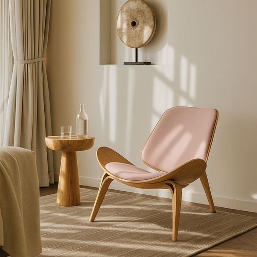Fauteuil Design - Fauteuil Scandinave - Revêtement Tissu - Pêche - Luna Pêche