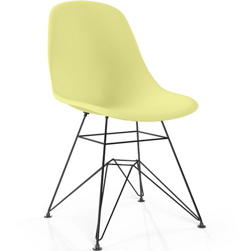 Chaise De Salle à Manger Avec Pieds En Métal – Design Moderne – Brielle Jaune Pâle