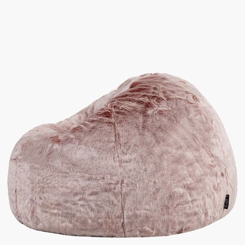 Pouf Poire Icon Fausse Fourrure Rose Poudré, Salon, Chambre, 85 X 85cm