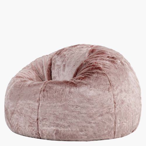 Pouf Poire Icon Fausse Fourrure Rose Poudré, Salon, Chambre, 85 X 85cm