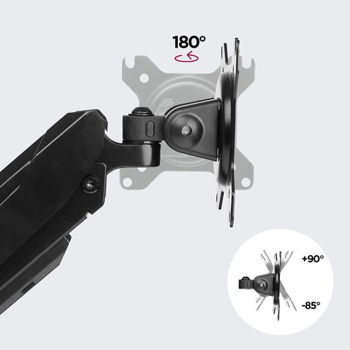 Dmg52 Support Double 2 Écrans Pour Bureau à Pince - Mécanisme à Gaz - Hauteur Ajustable - Inclinable