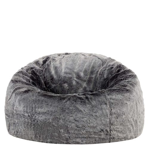 Pouf Poire Icon Fausse Fourrure Gris Loup, Salon, Chambre, 85 X 85cm